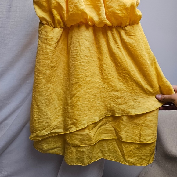 2for$30 city triangles golden yellow strapless dress layered ruffles stretch sm - Picture 2 of 6